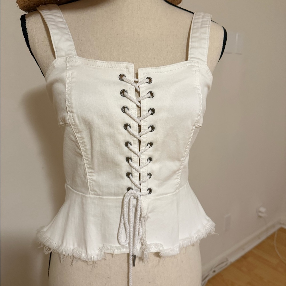 Blank NYC White Bustier Peplum Tank Top